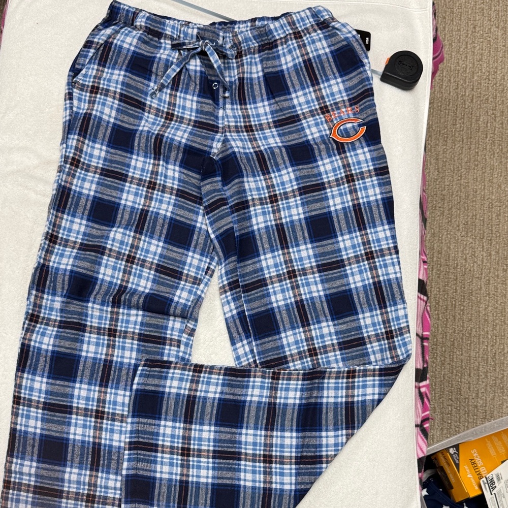 NFL Chicago Bears Blue Plaid Pajama Pants with Logo
